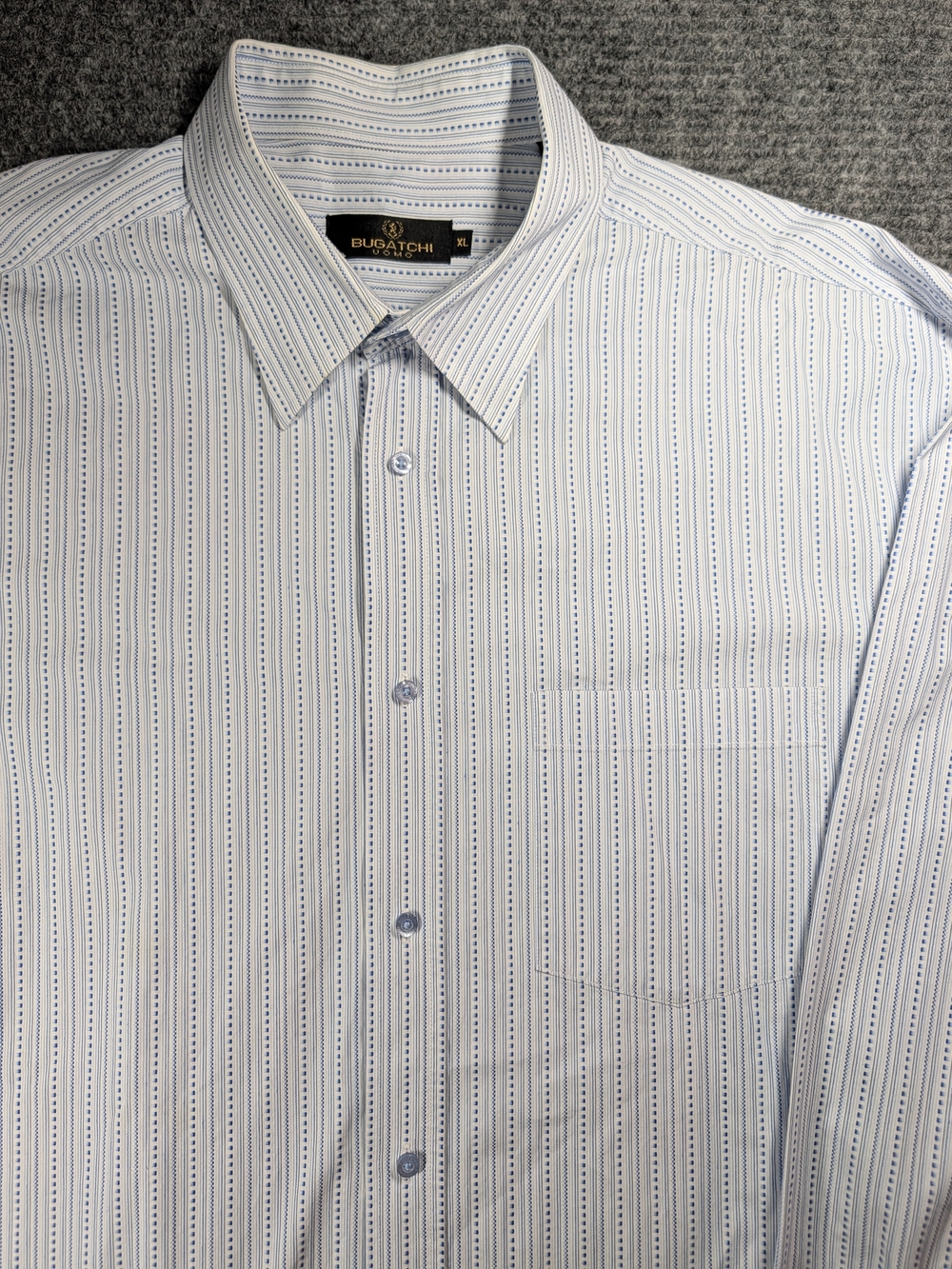 Bugatchi Light Blue Striped Dress Shirt - Picture 4 of 15